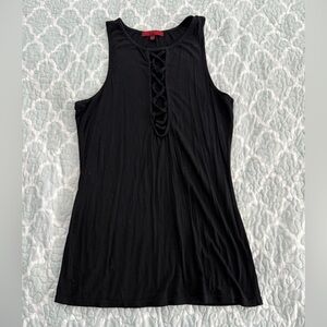 Buckle Red by BKE Black Tank Top with Lattice Detail
